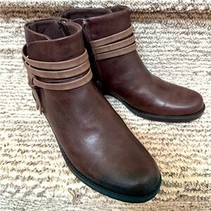 Easy street Brown Ankle Boots with Strap Detail